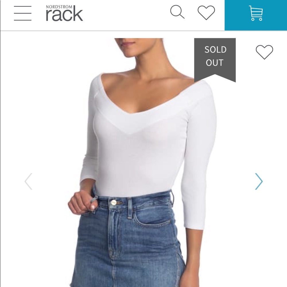 Free people Bardot ribbed v neck bodysuit